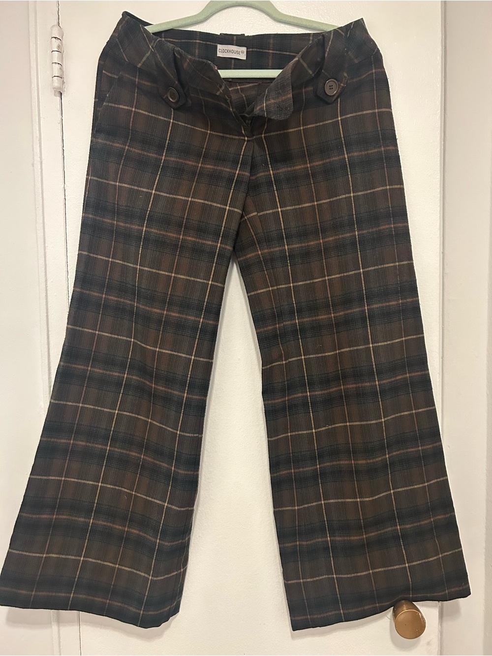 Brown Plaid Wide-Leg Trousers (fall or winter)